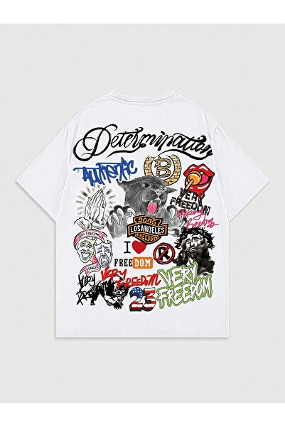 Jose Clothing Tricou imprimat cu mânecă scurtă cu croială supradimensionată