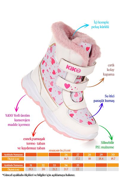 Kiko Kids Snowflake Velcro Girls Snow Boots Ανθεκτικά στο κρύο νερό