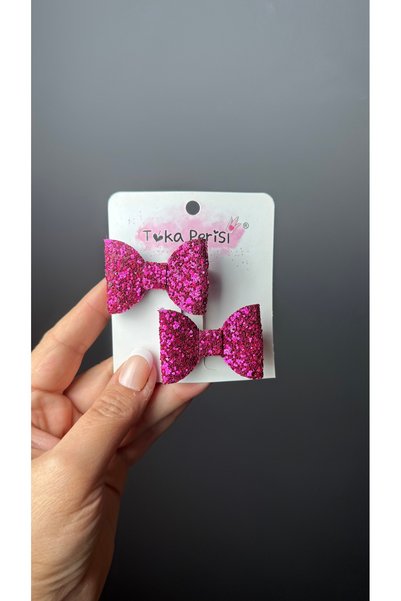 Toka Perisi Fuchsia Pink 2-Piece Mini Bow Clip Buckle