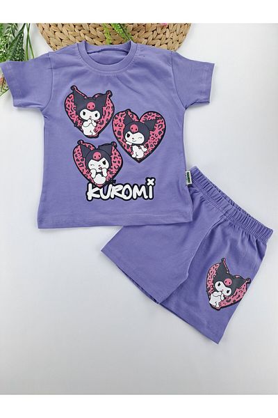 Butik Girl's Kuromi Printed Summer Shorts T-Shirt Set of Two
