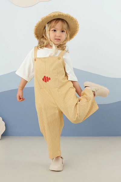 Mioma Kids Embroidered Jumpsuit Mustard