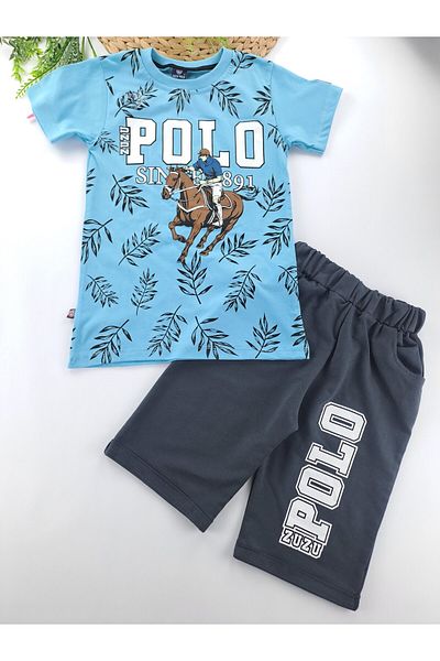 Butik Boy's Zuzu Polo Printed Shorts T-Shirt Double Set Premium Quality