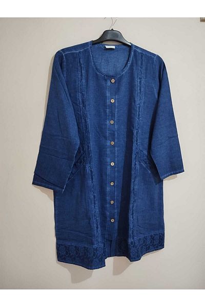 anne moda ankara authentic, 100% Pure cotton, grinded, lycra free, long sleeved tunic with 2 pockets, lace