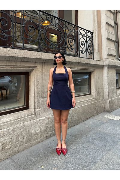 MY LİKA Mini Square Neck Halter Dress