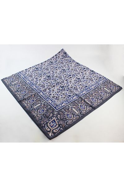 Valino 120x120 Ethnic Pattern Βαμβακερό Φουλάρι λουλουδιών - Γκρι