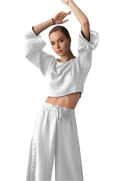 clavia Muslin Bustier, Tshirt Spanish Sleeve Boat Neck 100% βαμβακερή καλοκαιρινή μπλούζα, Crop Bustier