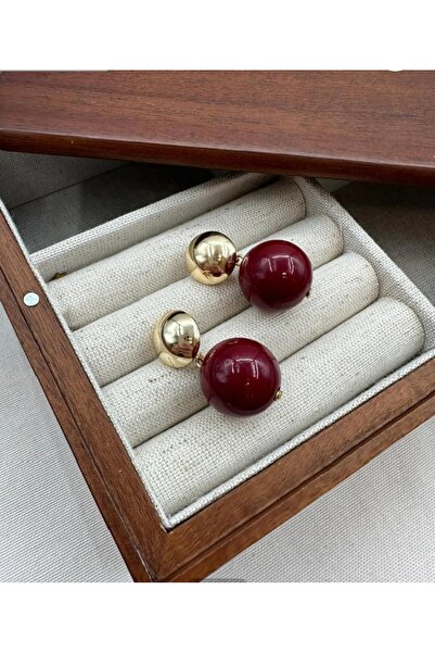 shop Abiye Bordo Gold Inci Küpe
