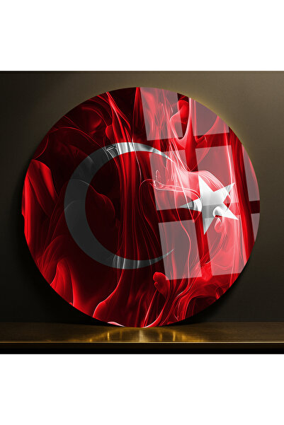 TAULART DALGALI TÜRK BAYRAĞI TASARIMI KIRILMAZ LÜKS CAM TABO EV İŞ YERİ OFİS ...