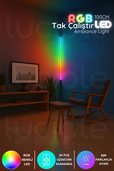 luciole Led Abajur Aplik Gece Lambası Rgb Lambader 16 Renkli Uzaktan Kumandalı Işık 4 Animasyonlu Luciled1