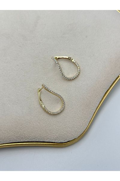 MyladyAccessoriess Zircon Stone Detailed Drop Hoop Earrings