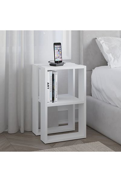 Mourah Home Lonie Modern Nightstand | 2-Tier Side Table for Bedroom & Living Room | Stylish & Multi-Functional