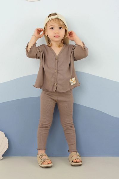 Mioma Kids Buttoned Front Tights Suit Brown