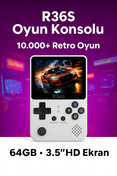 BGGTech R36S Mini Konsol 64GB Hafıza 10.000 Retro Oyun IPS Ekran Kalitesi