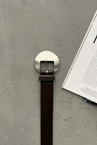 LEONAS Asymmetrical Circle Antique Buckle Women's Belt Massi Bitter Brown