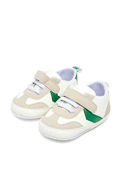 R&B White Color Block Velcro Strap Booties for boys