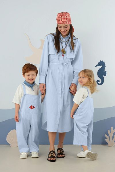 Mioma Kids Embroidered Jumpsuit Blue