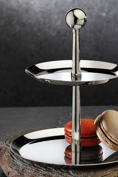 ÖzSa Home Small Silver 18/10 Stainless Steel Tiered Presentation Stand 15 cm Pedestal Presentation Stand