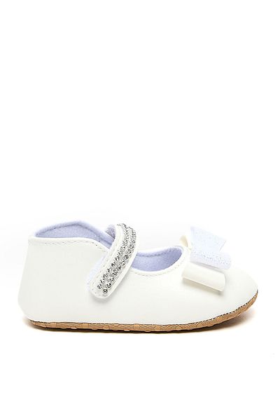 R&B White Velcro Strap Booties for girls