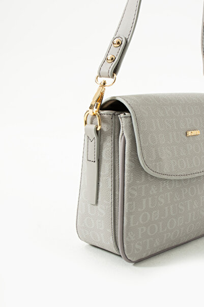 Just Polo Gray Women's Shoulder Bag New Season Monogram Fabric 2197