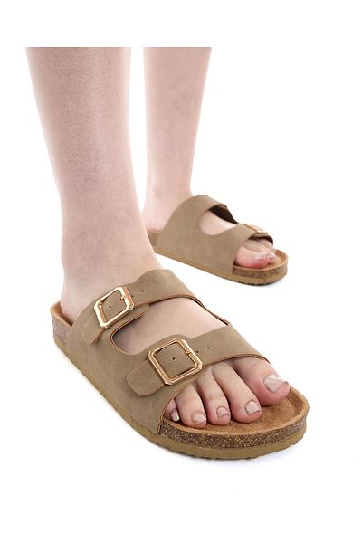 R&B Metallic Buckle Detail Comfort Sandals
