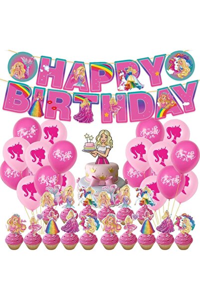 EvrikaUnity Set 20 baloane copii, Barbie, Petrecere Aniversara, Latex, Roz/ Rosu