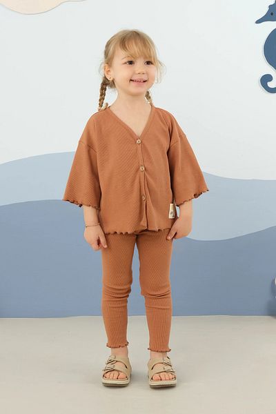 Mioma Kids Buttoned Front Tights Suit Salmon