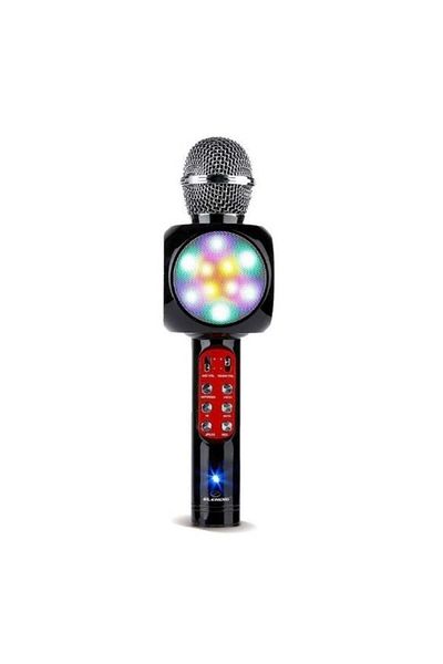 FOXMAG24 Karaoke microphone with built-in speaker Wster WS-1816, Colorful Disco lighting, Bluetooth, Black