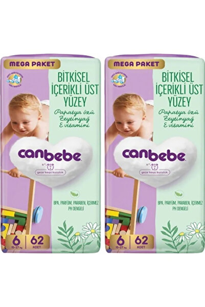 Canbebe Baby Diapers X 2 Mega Pack Size 6 XL 15-27kg 62Pcs