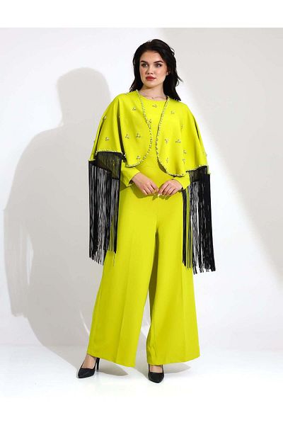 Stayele Elegant Fringe Embellished Jumpsuit with Cape