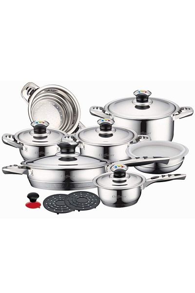 GERMAN 9-Ply Stainless Steel Cookware Set 16 Pieces Pots and Pans with Lids Induction Compatible