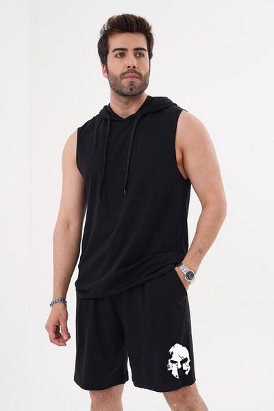 ACTIVE MODA Men's Mask Printed Sports Athlete - Shorts Set 2 Pcs Large Size Cotton