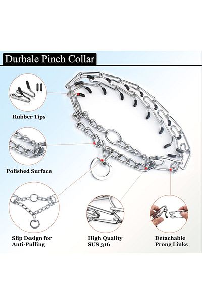 EvrikaUnity Stainless Steel Collar for Training, With Rubber Protectors, Adjustable Neck Circumference 60 cm, XL