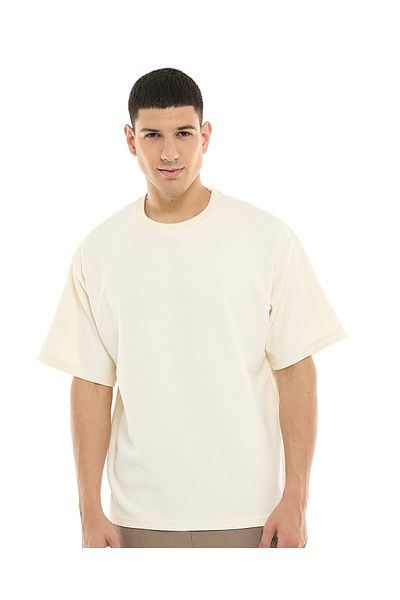 R&B Solid Oversized T-Shirt with Crew Neck and Short Sleeves