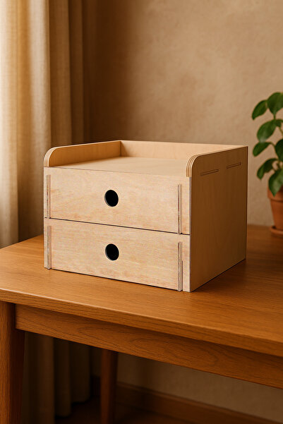 Sodo Home Ahşap Çok Amaçlı Organizer Dolap Içi Masa Üzeri 2 Çekmeceli Düzenle...