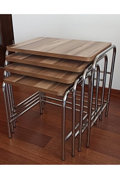 HOMEBELLA Mezzaluna Concept Valencia Metal 4 Lü Lüks Zigon Sehpa Takımı