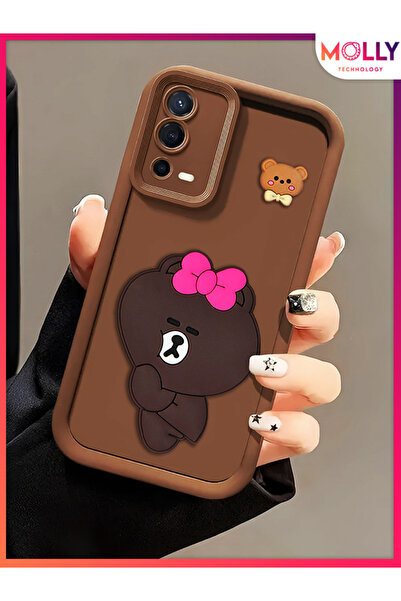 Molly Oppo A55 İçin Fallow Brown Kenarları Kalın 3d Kabartmalı Alice Bear Sil...