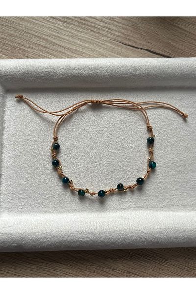 Pel Design Minimal Blue Tiger Eye Rope Bracelet & Anklet Handmade