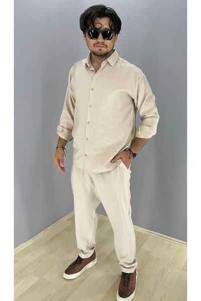 MARESHAL Modal Fabric Shirt and Pants Suit Concept (Beige)