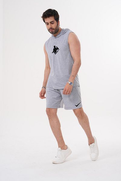 ACTIVE MODA Men's Nik0-Li Printed Sports Singlet - Shorts Set 2-Pack Plus Size Cotton