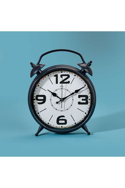 Galaxy ساعة طاولة بيتر العتيقة المزخرفة - أسود - 25x31 سم