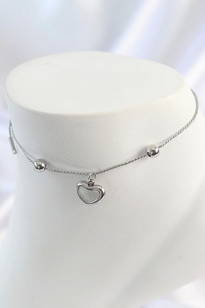 STOREMAX 316L Steel Gold Color Dangle Enamel Heart Figure Topcuk Detail Women's Anklet