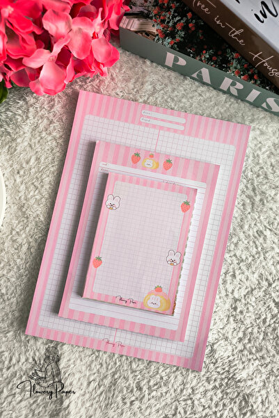 Flowery Paper Notepad 3'lü Set - Memopad,check List ,not Defteri ,bloknot, Ok...