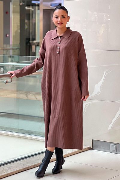 Ghisa Four Button Ribbed Knitwear Dress