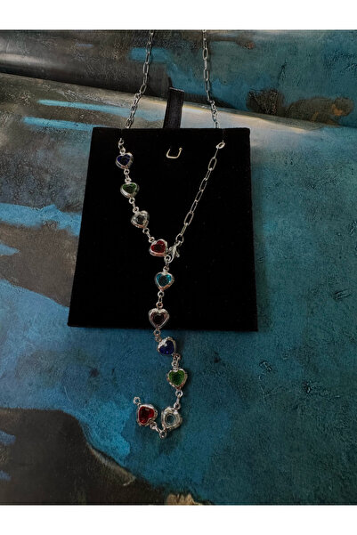 LAİKA Çelik Renkli Taşlı Y Kolye 60 Cm