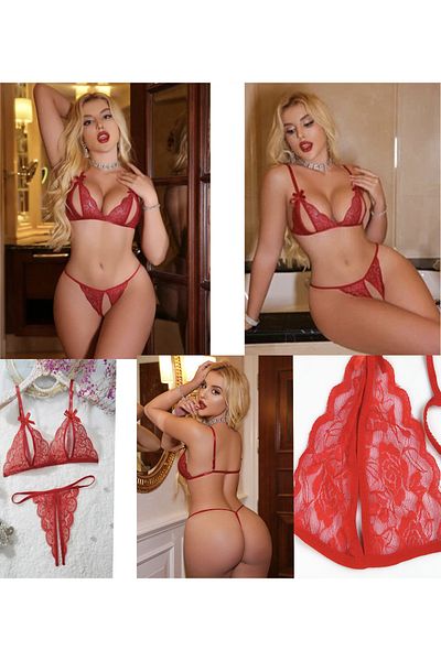 Emsay Store Romantic Series Lace See-Through Sexy Underwear Set Available in Large Sizes
