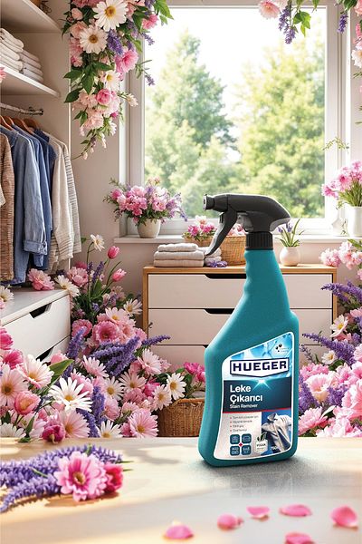 Hueger Demachiant vegan pentru pete – Set de 2 pentru îndepărtarea petelor pentru țesături și suprafețe cu cap de spumă și spray 750 ml 750 ml