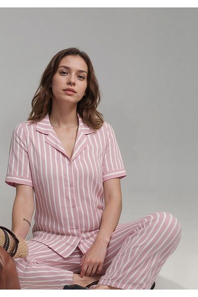 Loule Women's Home Wear Cotton Short Sleeve Pajamas Set O1.L01.Ivsa.02