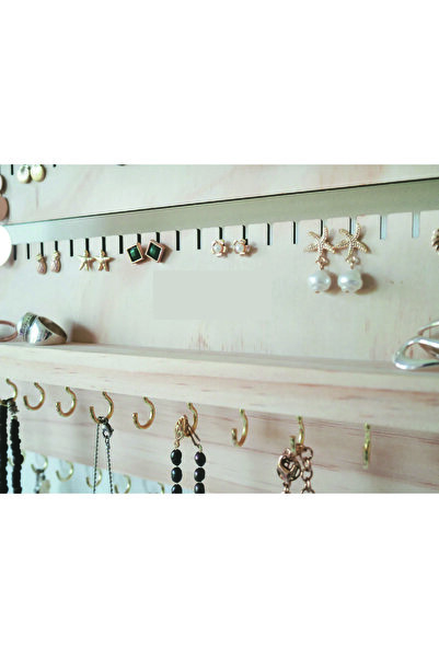 Tiydem Kolye ve Küpe Standı, Duvara Asılan Ahşap Takı Sergileme Standı, Dolap içi takı düzenleyici