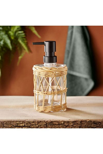 MATMEL Dozator de săpun lichid împletit Mia Rattan - Transparent - 330 ml
