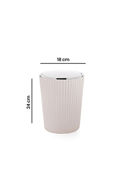 MATMEL Nely Chrome Plated Bathroom Trash Can - Beige - 6 Lt